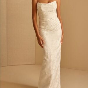 Vow’d Vineta Wedding Dress, strapless, ivory, jacquard floral pattern gown